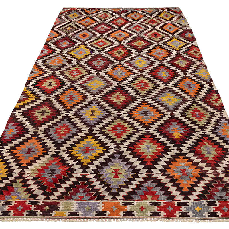 Vintage Afyon Kilim Rug - 5' 5" x 12' 6" (65" x 150") - K0077746