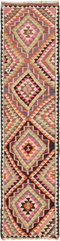 Vintage Tribal Kilim Runner - 3' 4" x 13' 2" (40" x 158")