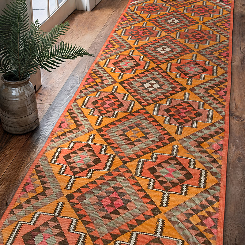 Vintage Tribal Kilim Runner - 2' 11" x 9' 11" (35" x 119") - K0077780