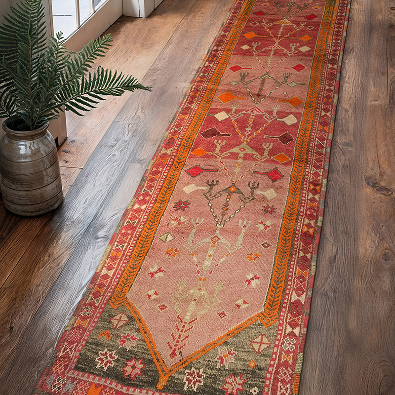 Alfombra Vintage de pasillo - 90 cm x 411 cm - K0077786