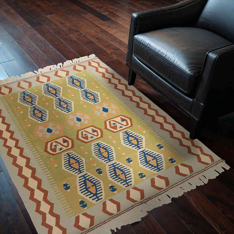 Nueva Alfombra Turca Kilim - 111 cm x 147 cm - K0077787