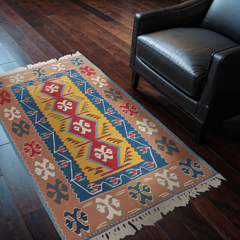 New Handwoven Turkish Kilim Rug - 3' 9" x 5' 7" (45" x 67") - K0077788