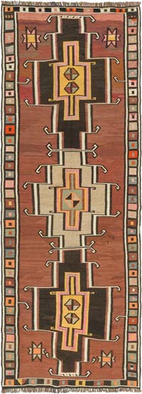 Vintage Kars Kilim Rug - 4' 7" x 12' 8" (55" x 152")