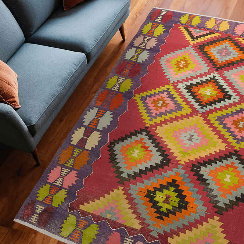Vintage Manisa Kilim Rug - 6' 5" x 8' 8" (77" x 104") - K0077868