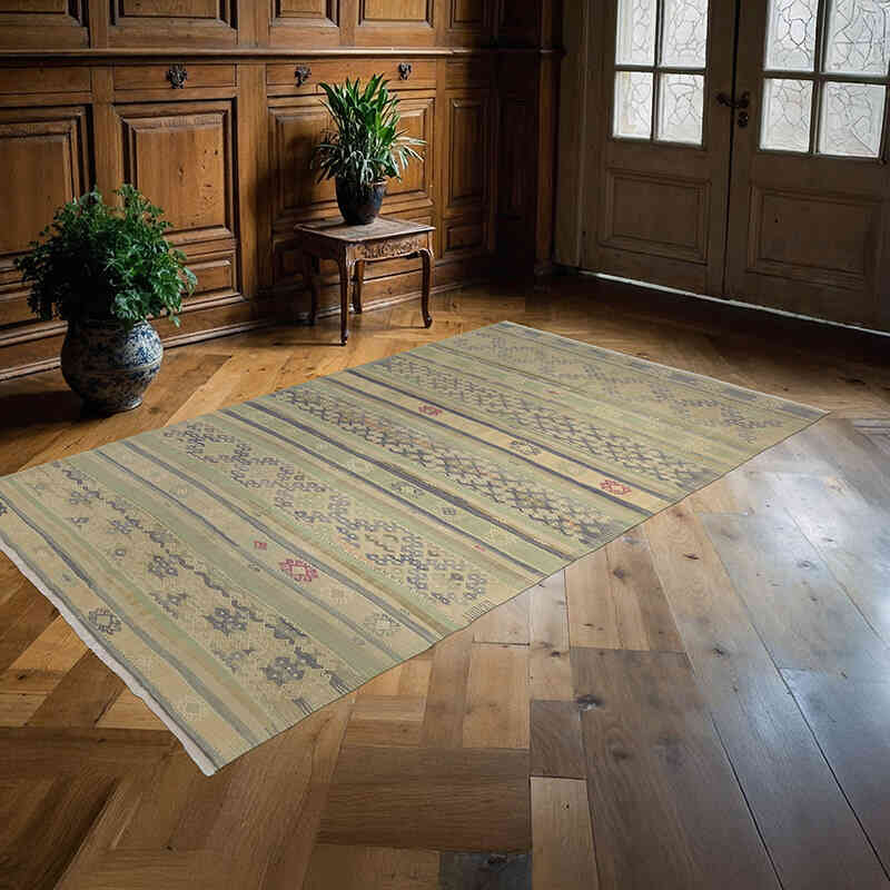 Vintage Oushak Kilim Rug - 5' 3" x 8' 10" (63" x 106") - K0077876