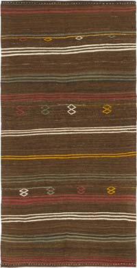 Vintage Anatolian Kilim Rug - 3' 7" x 7' 1" (43" x 85")