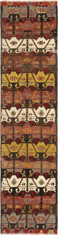 Vintage Afyon Kilim Runner - 2' 11" x 12' 1" (35" x 145")