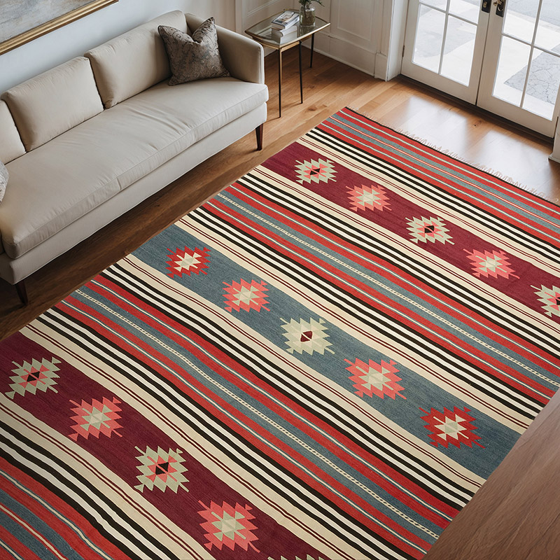 Vintage Manastir Kilim Rug - 6' 11" x 10' 6" (83" x 126") - K0077917