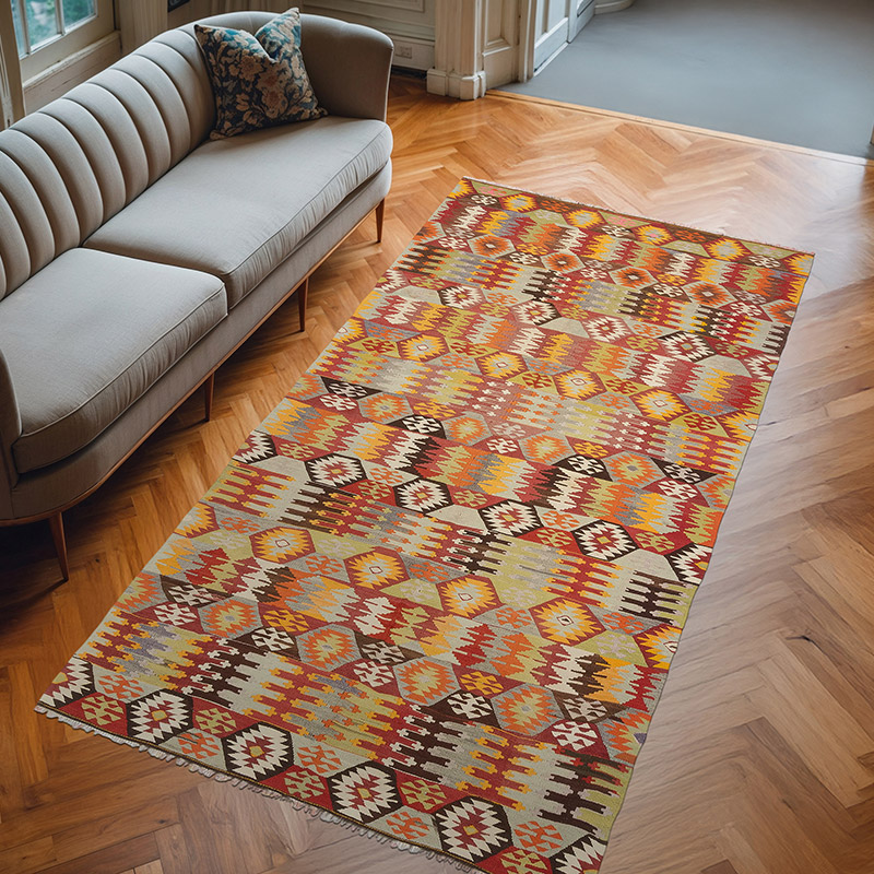 Alfombra Vintage Denizli Kilim - 159 cm x 302 cm - K0077941
