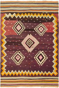 Vintage Milas Kilim Rug - 4' 9" x 6' 11" (57" x 83")