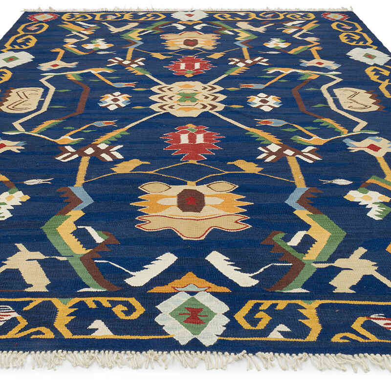 New Handwoven Turkish Kilim Rug - 7' 7" x 10' 1" (91" x 121") - K0078319