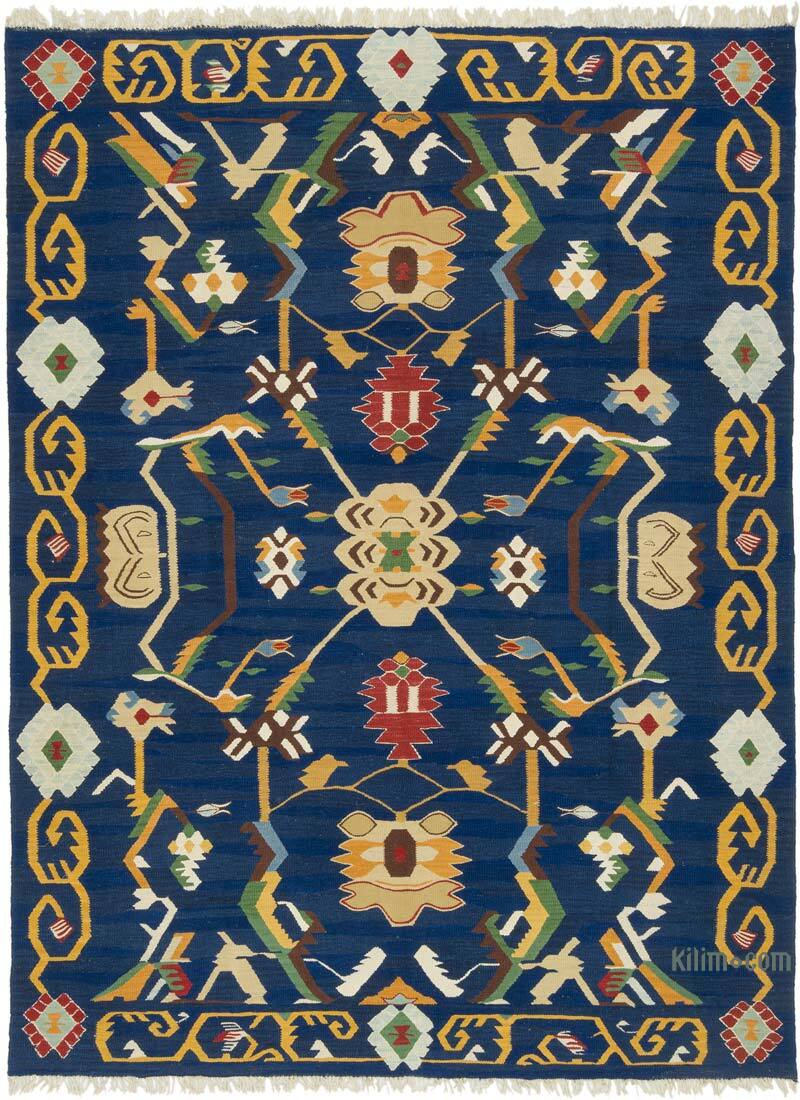 New Handwoven Turkish Kilim Rug - 7' 7" x 10' 1" (91" x 121") - K0078319