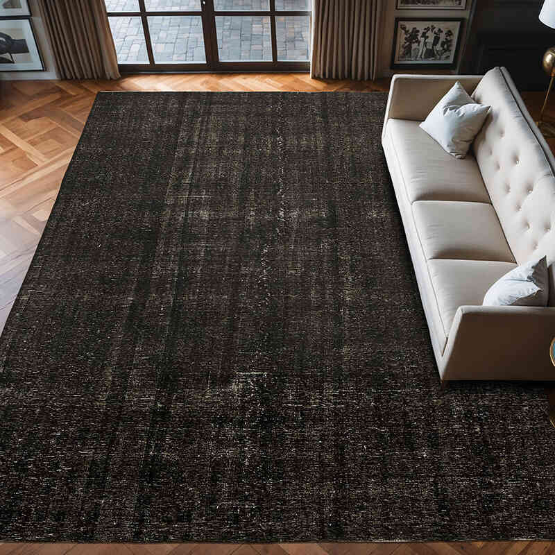 Overdyed Vintage El Dokuma Oryantal Halı - 287 cm x 380 cm - K0078463
