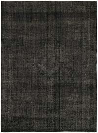 Black Overdyed Vintage Hand-Knotted Oriental Rug - 9' 10