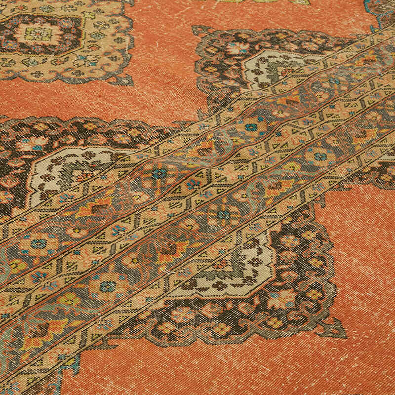Overdyed Vintage El Dokuma Oryantal Halı - 298 cm x 400 cm - K0078484