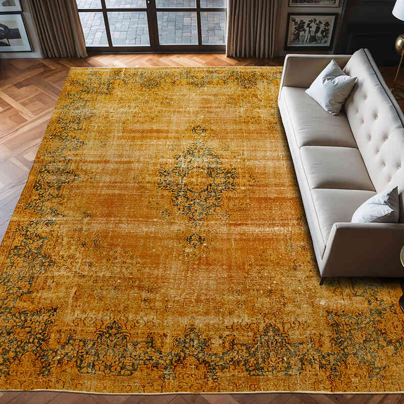 Overdyed Vintage Hand-knotted Oriental Rug - 9' 8" x 12' 9" (116" x 153") - K0078485