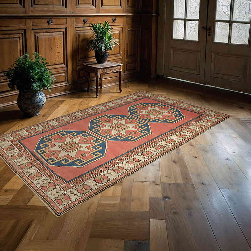 Vintage Turkish Hand-Knotted Rug - 4' 8" x 7' 10" (56" x 94") - K0078621
