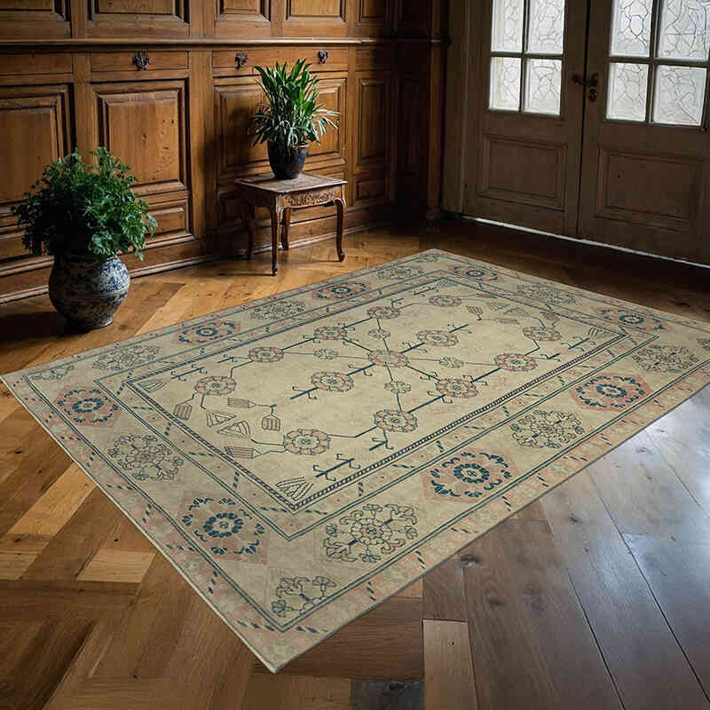 Vintage Turkish Hand-Knotted Rug - 5' 8" x 7' 9" (68" x 93") - K0078625