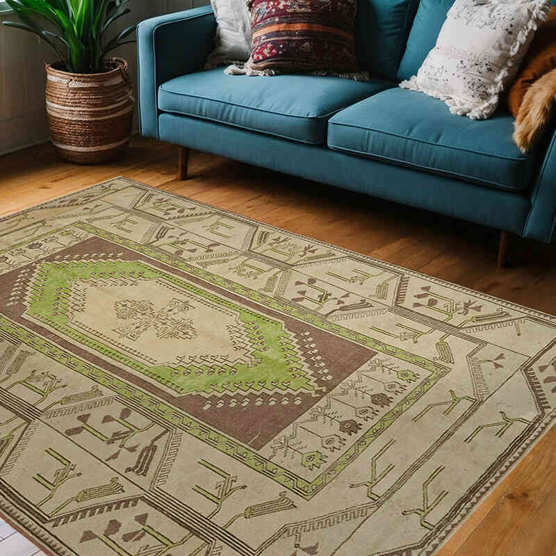 Vintage Turkish Hand-Knotted Rug - 5' 4" x 7' 3" (64" x 87") - K0078638