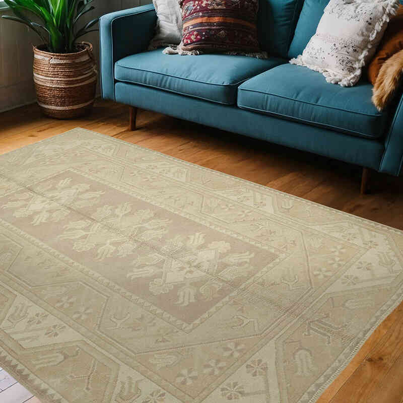Alfombra Vintage Turca Anudada a Mano - 153 cm x 216 cm - K0078656