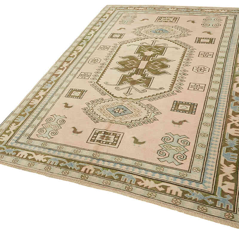Pink Vintage Turkish Hand-Knotted Rug - 5' 9" x 8' 6" (69" x 102") - K0078662