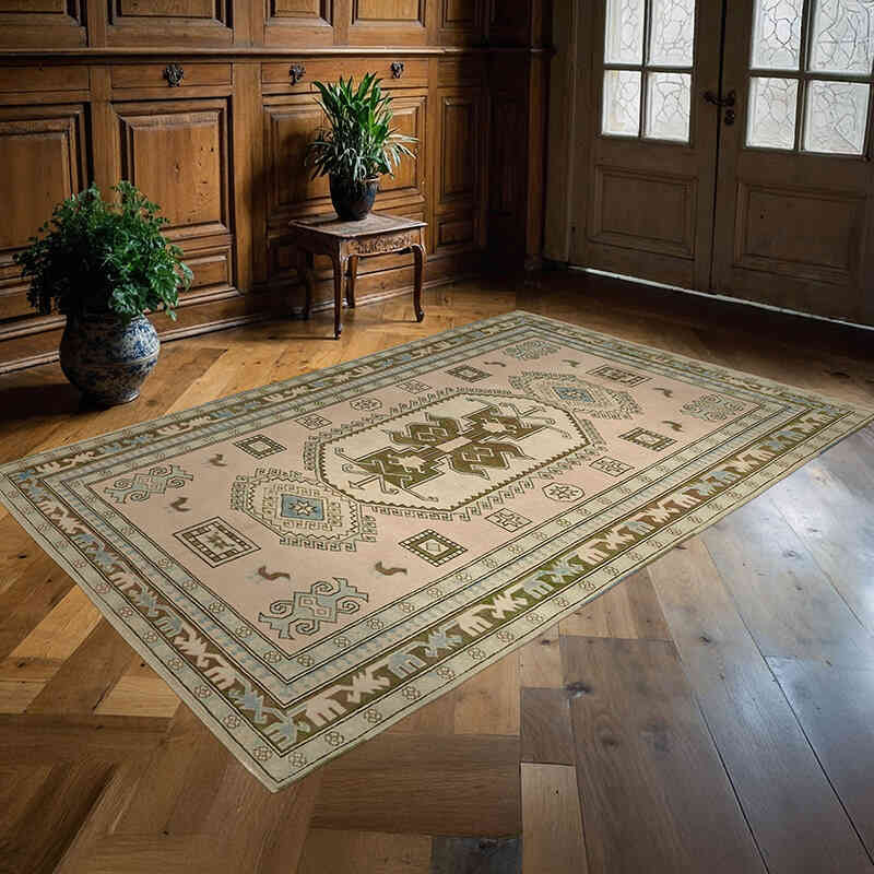 Pink Vintage Turkish Hand-Knotted Rug - 5' 9" x 8' 6" (69" x 102") - K0078662