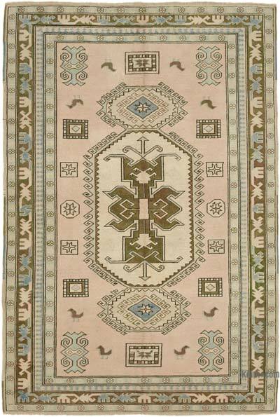 Rosado Alfombra Vintage Turca Anudada a Mano - 176 cm x 258 cm