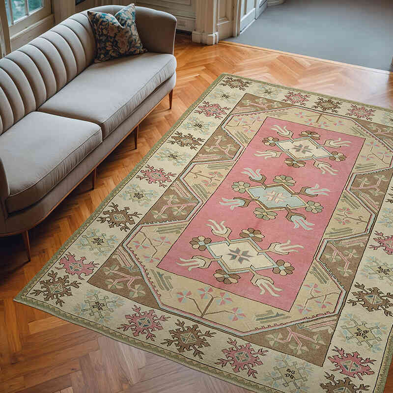 Vintage Turkish Hand-Knotted Rug - 7' 1" x 9' 2" (85" x 110") - K0078670