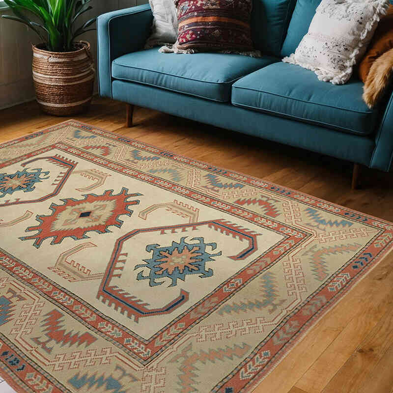Alfombra Vintage Turca Anudada a Mano - 145 cm x 202 cm - K0078723