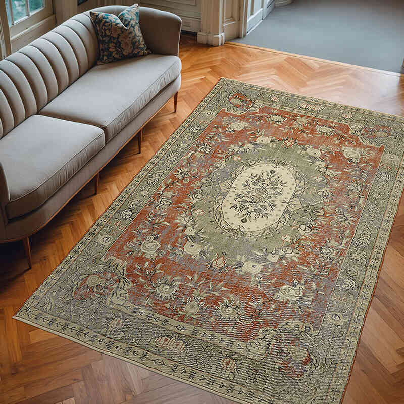 Rojo Alfombra Vintage Turca Anudada a Mano - 185 cm x 284 cm - K0078731
