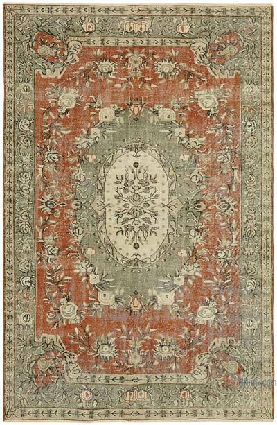 Rojo Alfombra Vintage Turca Anudada a Mano - 185 cm x 284 cm