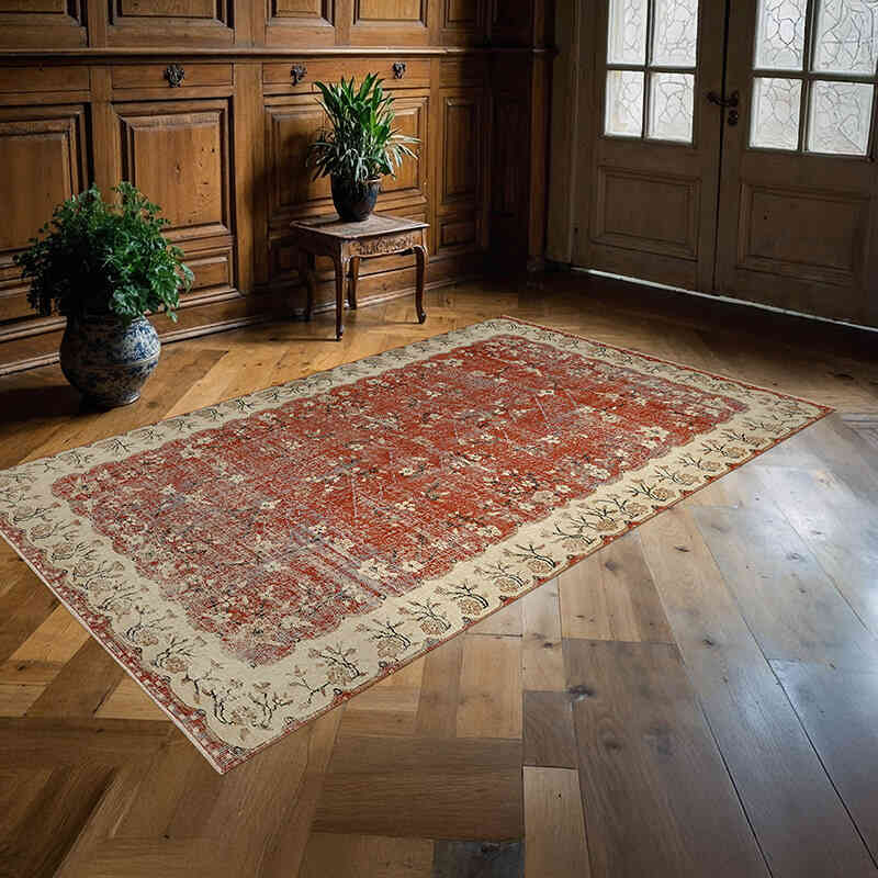 Alfombra Vintage Turca Anudada a Mano - 155 cm x 258 cm - K0078733