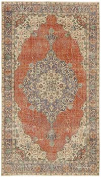 Vintage Turkish Hand-Knotted Rug - 5' 2" x 8' 11" (62" x 107")