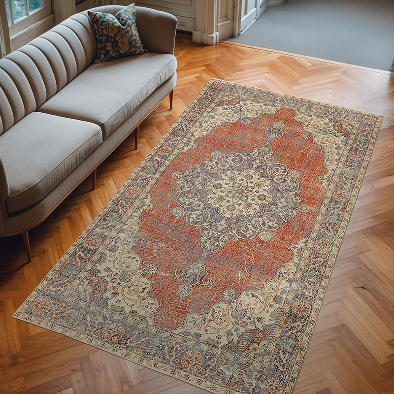 Alfombra Vintage Turca Anudada a Mano - 158 cm x 273 cm - K0078741