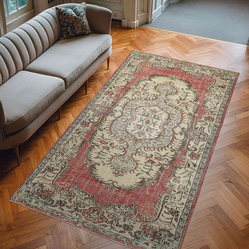 Vintage Turkish Hand-Knotted Rug - 5' 6" x 10'  (66" x 120") - K0078767