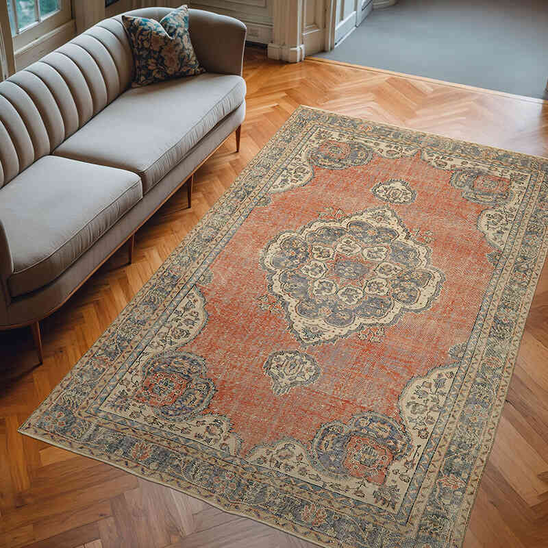Vintage Turkish Hand-Knotted Rug - 6' 5" x 9' 10" (77" x 118") - K0078785