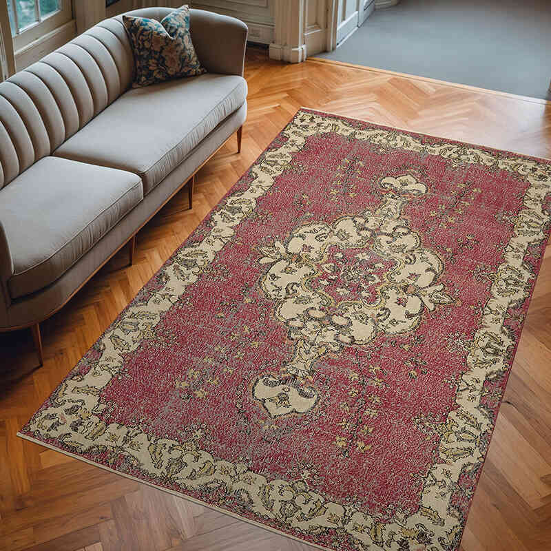 Alfombra Vintage Turca Anudada a Mano - 198 cm x 307 cm - K0078796