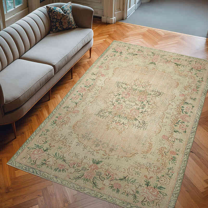 Alfombra Vintage Turca Anudada a Mano - 193 cm x 305 cm - K0078816