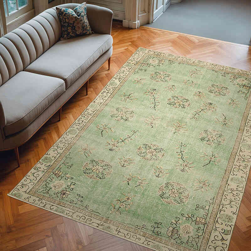 Vintage Turkish Hand-Knotted Rug - 6' 4" x 9' 5" (76" x 113") - K0078821