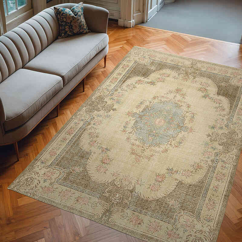 Vintage Turkish Hand-Knotted Rug - 6' 10" x 10'  (82" x 120") - K0078823