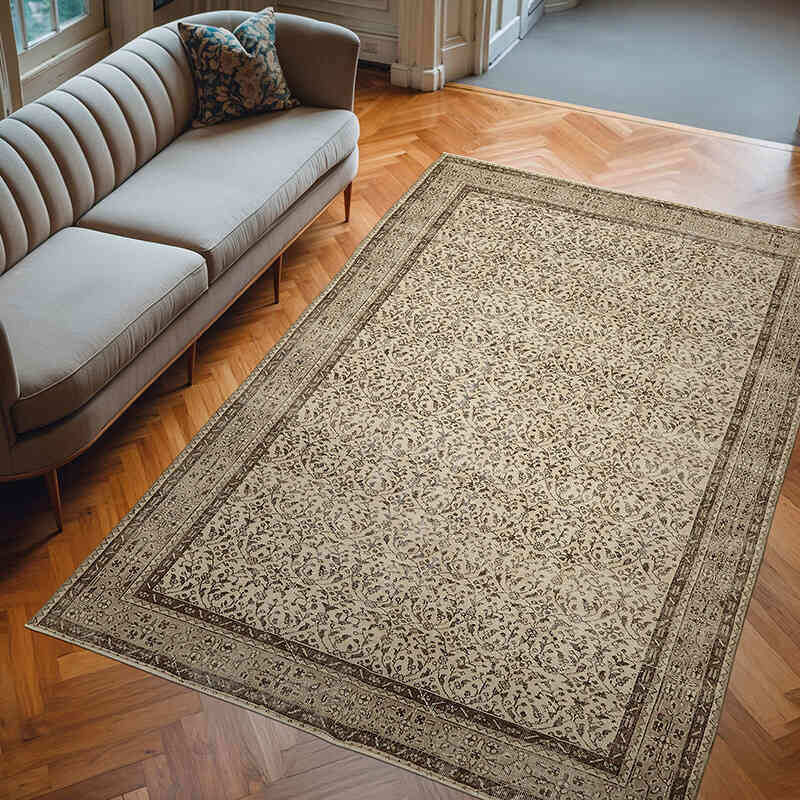 Vintage Turkish Hand-Knotted Rug - 6' 7" x 10'  (79" x 120") - K0078842