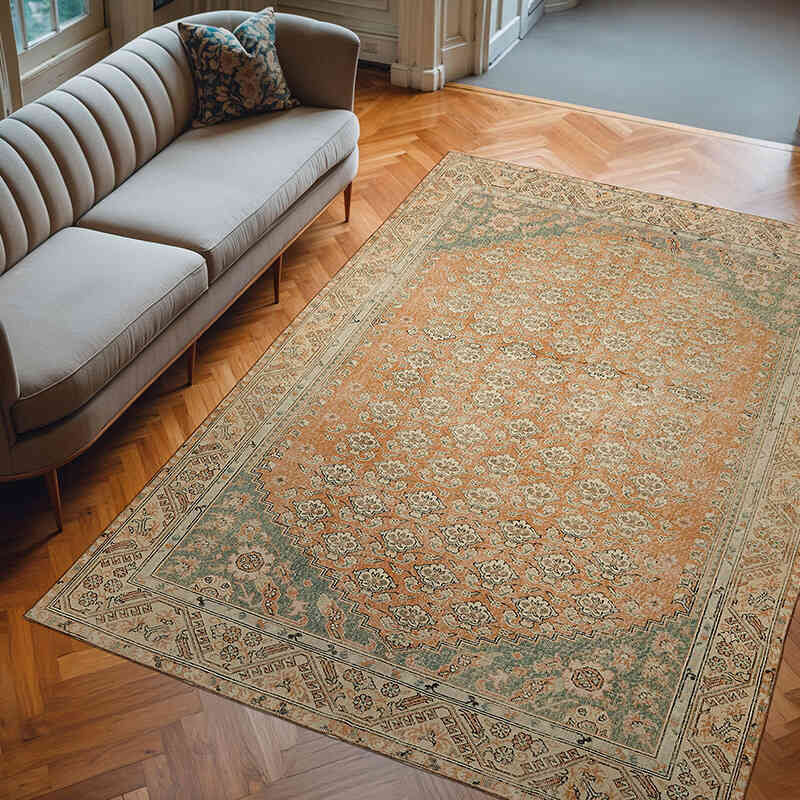 Alfombra Vintage Turca Anudada a Mano - 205 cm x 295 cm - K0078851