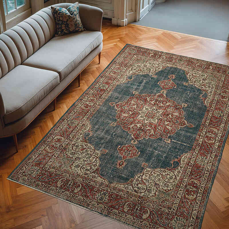 Alfombra Vintage Turca Anudada a Mano - 196 cm x 307 cm - K0078858