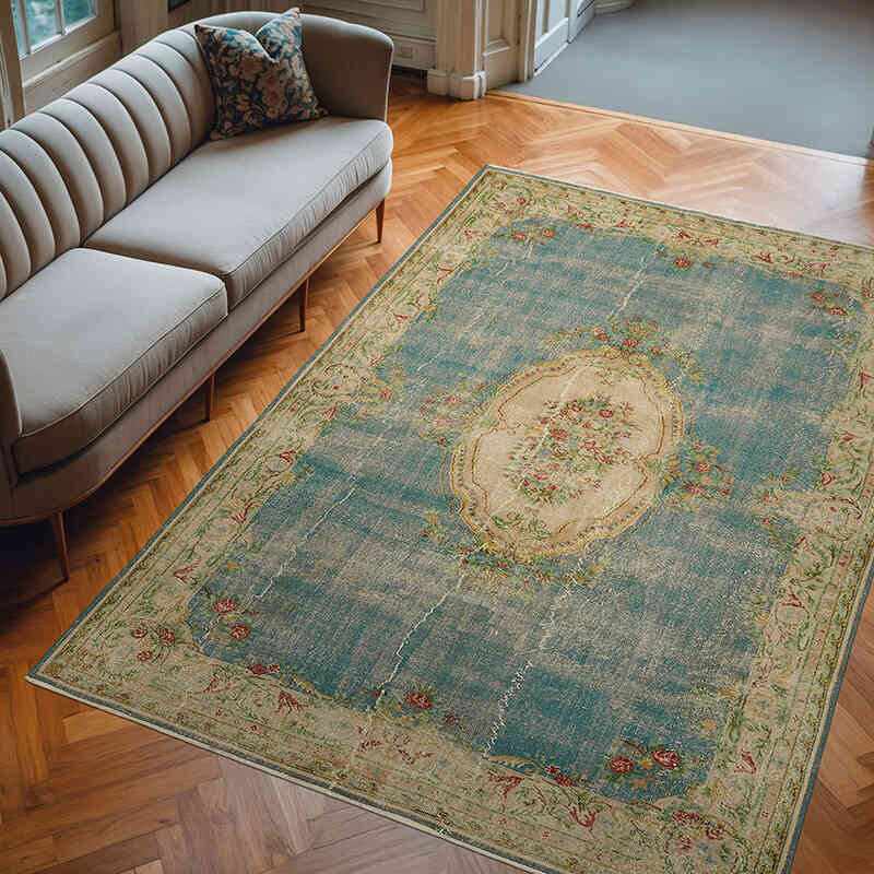 Alfombra Vintage Turca Anudada a Mano - 205 cm x 292 cm - K0078863