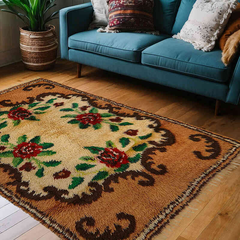 Vintage Anatolian Tulu Rug - 4' 5" x 6' 7" (53" x 79") - K0079029