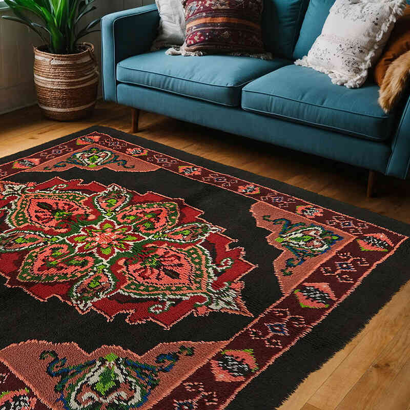 Vintage Anatolian Tulu Rug - 6'  x 6' 11" (72" x 83") - K0079037