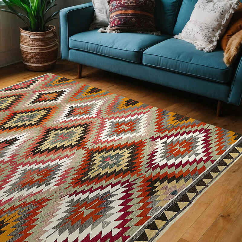 Vintage Anatolian Kilim Rug - 5' 7" x 7'  (67" x 84") - K0079088