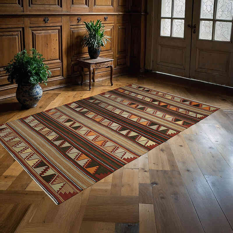 Vintage Anatolian Kilim Rug - 4' 10" x 7' 8" (58" x 92") - K0079091