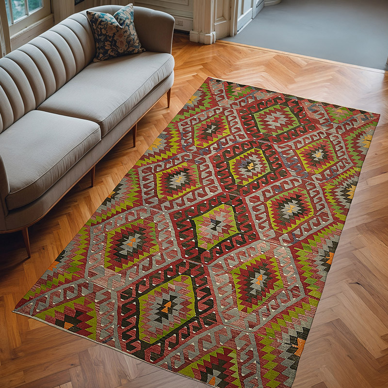 Vintage Anatolian Kilim Rug - 6'  x 10' 6" (72" x 126") - K0079112