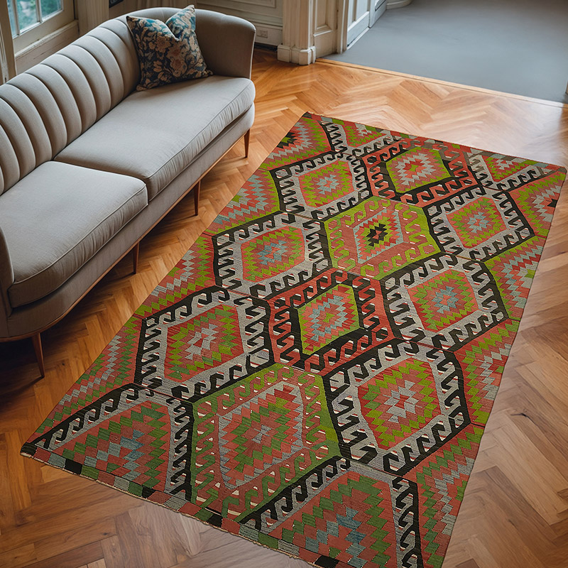 Vintage Anatolian Kilim Rug - 6' 6" x 10' 6" (78" x 126") - K0079114